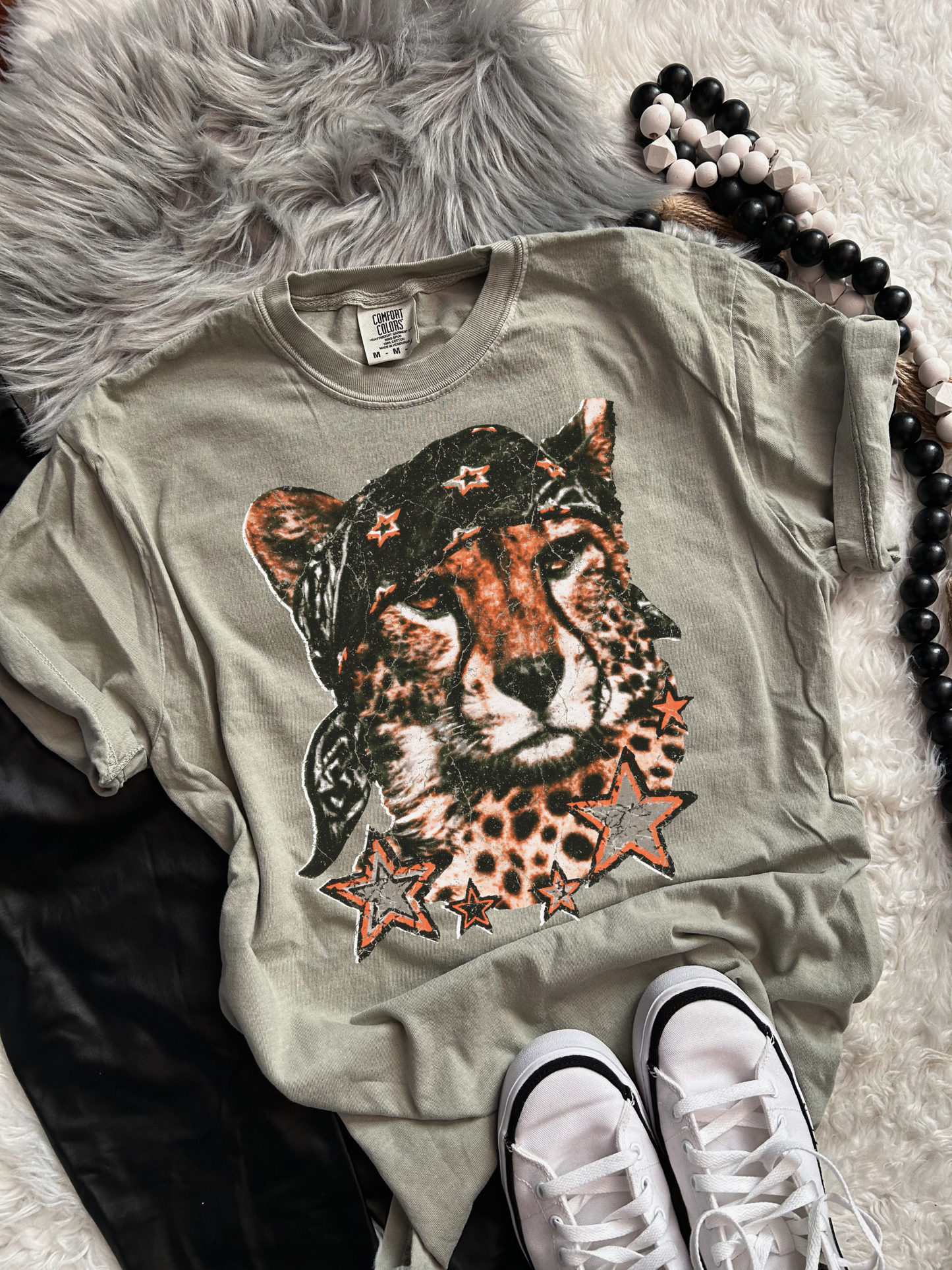 Leopard Bandana distressed tee