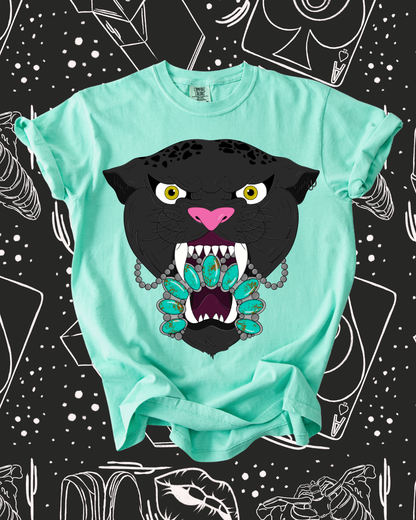 Turquoise panther tee