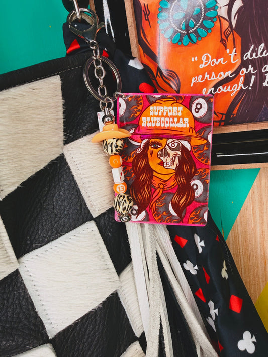 Support Blue Collar Purse Charm
